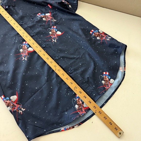 RSVLTS Rocky Apollo Creed Navy Blue Graphic AOP Polyester Button Up Shirt LARGE - Picture 6 of 7